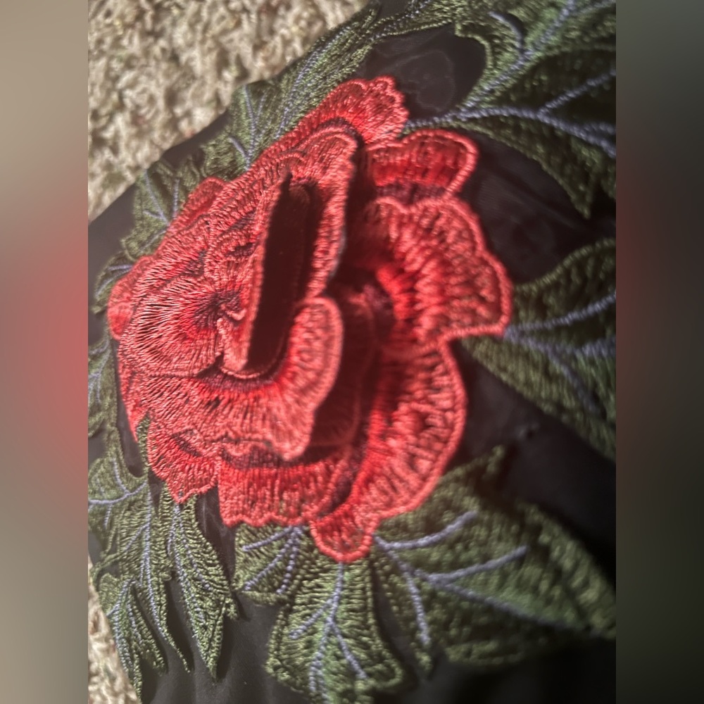 Turkish made maxi dress with 3d rose appliqué, sz medium - Picture 7 of 8